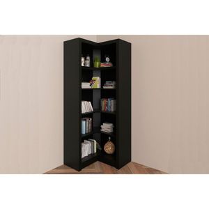 Estante Livreiro Casal Me4132 De Canto C- 4 Prateleiras Preto - Tecno Mobili