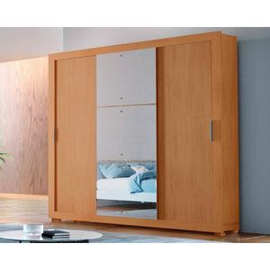 Guarda Roupa Solteiro 3 Portas De Correr E 4 Gavetas C- Pés Veneza Luxo Naturalle-ripado 3d - Rufato