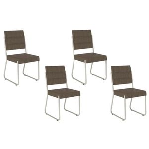 Cadeira De Cozinha 1736 Kit 4 Uni Prata Suede Linho Cinza