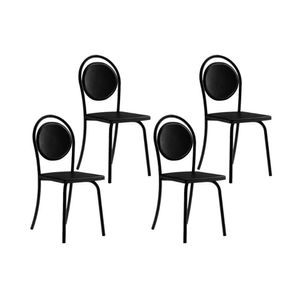 Cadeira De Cozinha 1738 Kit 4 Uni Preto Courano Preto