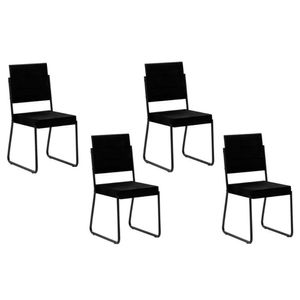 Cadeira De Cozinha 1736 Kit 4 Uni Preto Courano Preto