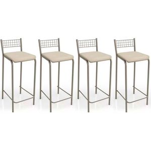 Banqueta De Cozinha Gênova B705 Kit 4 Un Niquel Nude 16