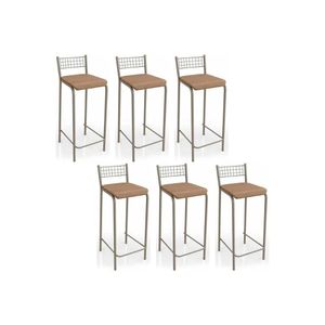Banqueta De Cozinha Gênova B705 Kit 6 Un Niquel Capuccino