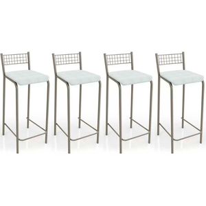 Banqueta De Cozinha Gênova B705 Kit 4 Un Niquel Branco 106