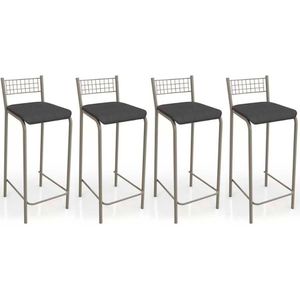 Banqueta De Cozinha Gênova B705 Kit 4 Un Niquel Preto 110