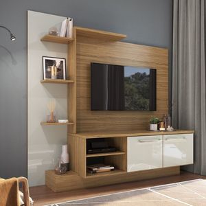 Estante Home Para Tv Até 52 Polegadas 2 Portas Es110 Naturalle-cristalo