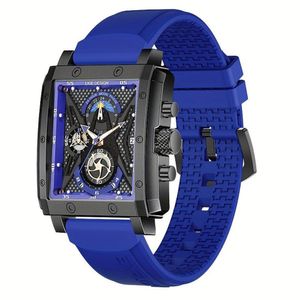 Relógio De Pulso Esportivo De Silicone à Prova D'águaquadrado Azul