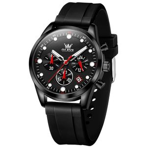 Relógio De Quartzo Masculino Pulseira De Silicone Multifuncional Impermeável Preto