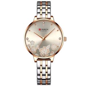 Relógio Feminino Em Aço Inoxidável De Quartzo Ultra Fino Romântico Impermeavel 3atm Bege