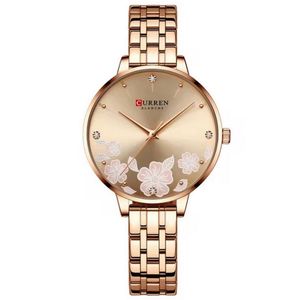 Relógio Feminino Em Aço Inoxidável De Quartzo Ultra Fino Romântico Impermeavel 3atm Rosa
