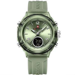 Relógio Feminino Display Duplo Design Fashion Retro De Quartzo Mostrador Redondo Luminoso Verde