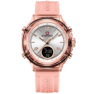 Relógio Feminino Display Duplo Design Fashion Retro De Quartzo Mostrador Redondo Luminoso Rosa