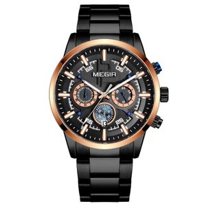 Relógio De Pulso Masculino Com Pulseira De Aço Inoxidáve Com Data Automática Impermeavel 3atm Preto