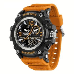 Relógio Esportivo Digital Multifuncional Resistente À Água 50m Alarme Preto Laranja
