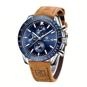 Relógio Analógico De Quartzo Cronógrafo Luminoso Designer De Pulso Prata Azul
