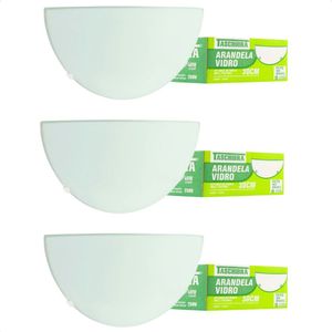 Kit 3 Arandelas Jurerê Vidro Meia Lua E27 Taschibra