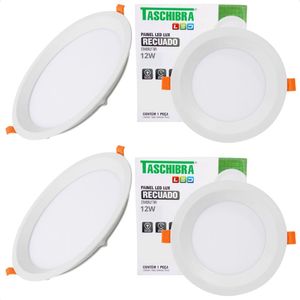 Kit 4 Painel De Led Redondo Embutir Recuado 12w Bivolt Taschibra 4000k Neutro