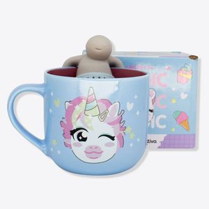 Caneca Com Infusor Unicórnio Zonacriativa