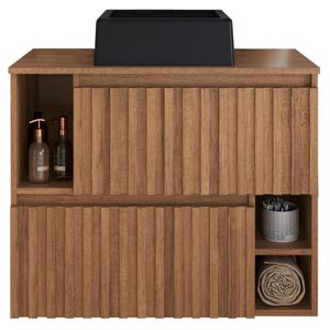 Gabinete Suspenso 2 Portas Com Cuba Preta 75 Cm Bl1000 Mell Faem Mell