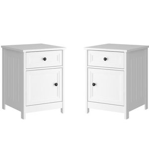 Kit 02 Mesas De Cabeceira 1 Porta E 1 Gaveta 45 Cm Dm112 Branco Branco