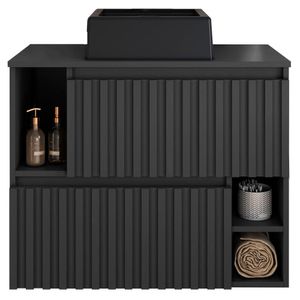 Gabinete Suspenso 2 Portas Com Cuba Preta 75 Cm Bl1000 Grafite Faem Grafite