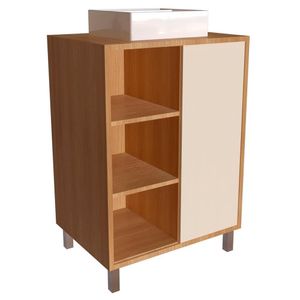 Gabinete 1 Porta Correr 60 Cm Cuba Branca Bl7250 Mell Arenas Faem Mell Arenas