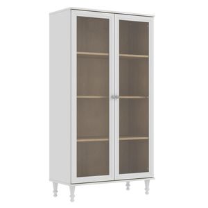 Cristaleira 2 Portas Vidro Pés Madeira 151x80 Cm E957 Branco Dtall Branco