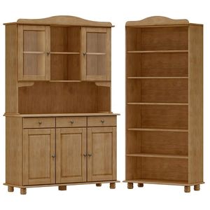 Cristaleira 5 Portas Estante Livreiro Madeira Maciça Freijo Milani Store Freijo