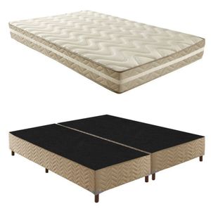 Box Queen Júlia 42x158x198cm Com Colchão Queen Unique D33 Plus Duoface 25x158x198cm Rustico Bege