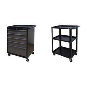 Conjunto 2 Carros De Ferramentas Profissional 5 Gavetas Presto Preto