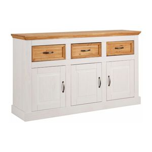 Balcão De Madeira 3 Portas E 3 Gavetas | Coleção England Branco-natural
