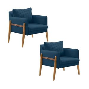 Kit 2 Poltronas Decorativa Para Sala De Estar Orion Azul Marinho-azul Marinho