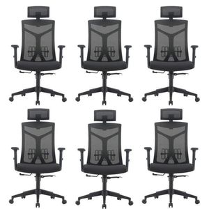 Kit 6 Cadeiras Escritório Presidente Nr17 Office Lugano Preto Preto