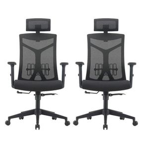 Kit 2 Cadeiras Escritório Presidente Nr17 Office Lugano Preto Preto