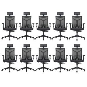 Kit 10 Cadeiras Escritório Presidente Nr17 Office Lugano Preto Preto