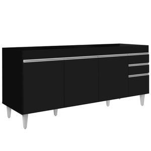 Balcão Gabinete Para Pia 180cm Sem Tampo Dallas Preto Lumil
