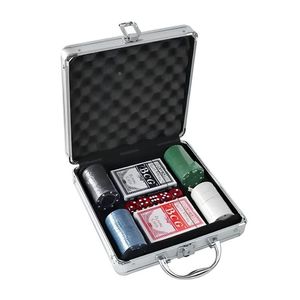 Kit Poker Maleta Profissional 100 Fichas 5 Dados 2 Baralhos