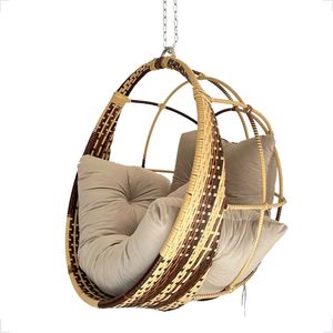 Cadeira Suspensa Ômega Balanço Ninho Gourmet Alumínio Cappuccino Cappuccino Bege V1