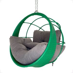 Cadeira Suspensa Ômega Verde Balanço Ninho Gourmet Alumínio Cinza V2
