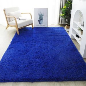 Tapete Sala Felpudo Peludo Azul 200 X 200 Cm