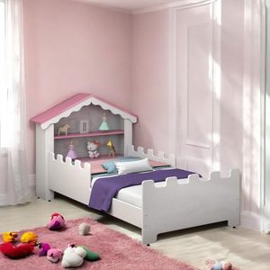 Cama Juvenil Casinha Magia Branca E Rosa Com Colchão