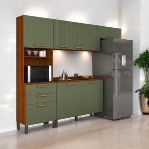 Cozinha Compacta Juliette Com Torre Armário áereo E Balcão 120 Cinamomo E Fendi