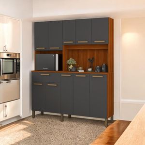 Cozinha Elegante 10 Portas Jade Cinamomo E Grafite