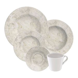 Aparelho De Jantar Tramontina Travertino 20 Peças Em Porcelana Decorada 96589007