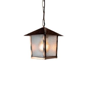 Lustre Pendente Blumenau Colonial Nina Quadrado Vidro Pontilhado Cobre E27 Bivolt Cobre