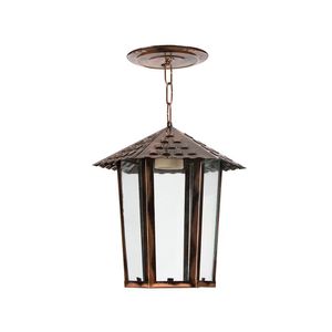 Lustre Pendente Blumenau Colonial Sextavado Vidro Liso Cobre E27 Bivolt Cobre