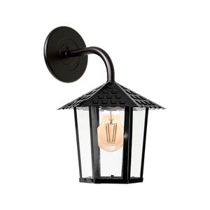 Arandela Blumenau Colonial Sextavada Vidro Liso E27 Bivolt Preto Fosco
