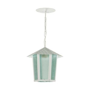 Lustre Pendente Blumenau Colonial Sextavado Vidro Pontilhado E27 Bivolt Branco