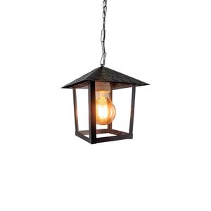 Lustre Pendente Blumenau Colonial Nina Quadrado Vidro Liso E27 Bivolt Preto Fosco