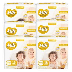 Fralda Descartável Mili Love & Care 6 Pacotes Com 18 (total: 108 Fraldas) XXXG- Grandinho